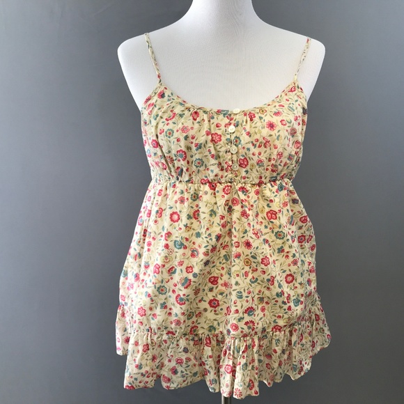 GAP Tops - Gap Cream &  Red Floral Cami Tunic Medium